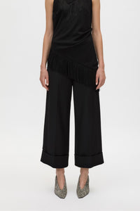 Cropped view CAMILLA AND MARC Caius Manstyle Wide Leg Pant in Black with tailored high waistband, and 100% Australian wool.