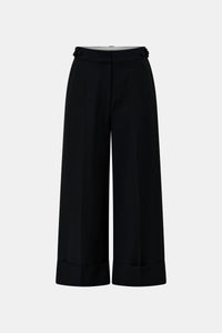 Cropped view CAMILLA AND MARC Caius Manstyle Wide Leg Pant in Black with tailored high waistband, and 100% Australian wool.