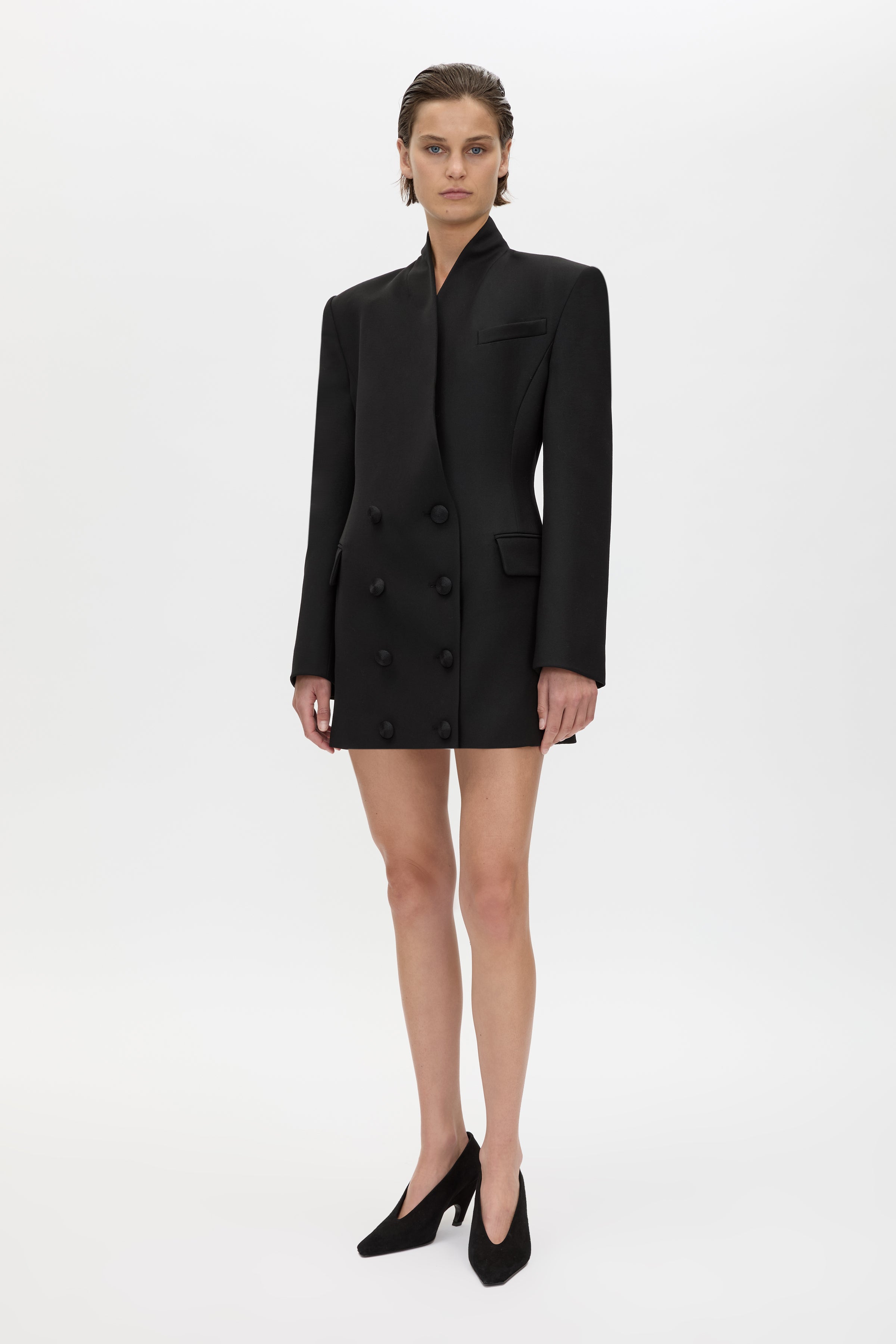 Caius Tailored Mini Dress in Black