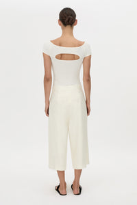 Back view CAMILLA AND MARC Cali Off The Shoulder Bodysuit in soft white.