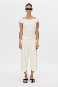 Front view CAMILLA AND MARC Cali Off The Shoulder Bodysuit in soft white.