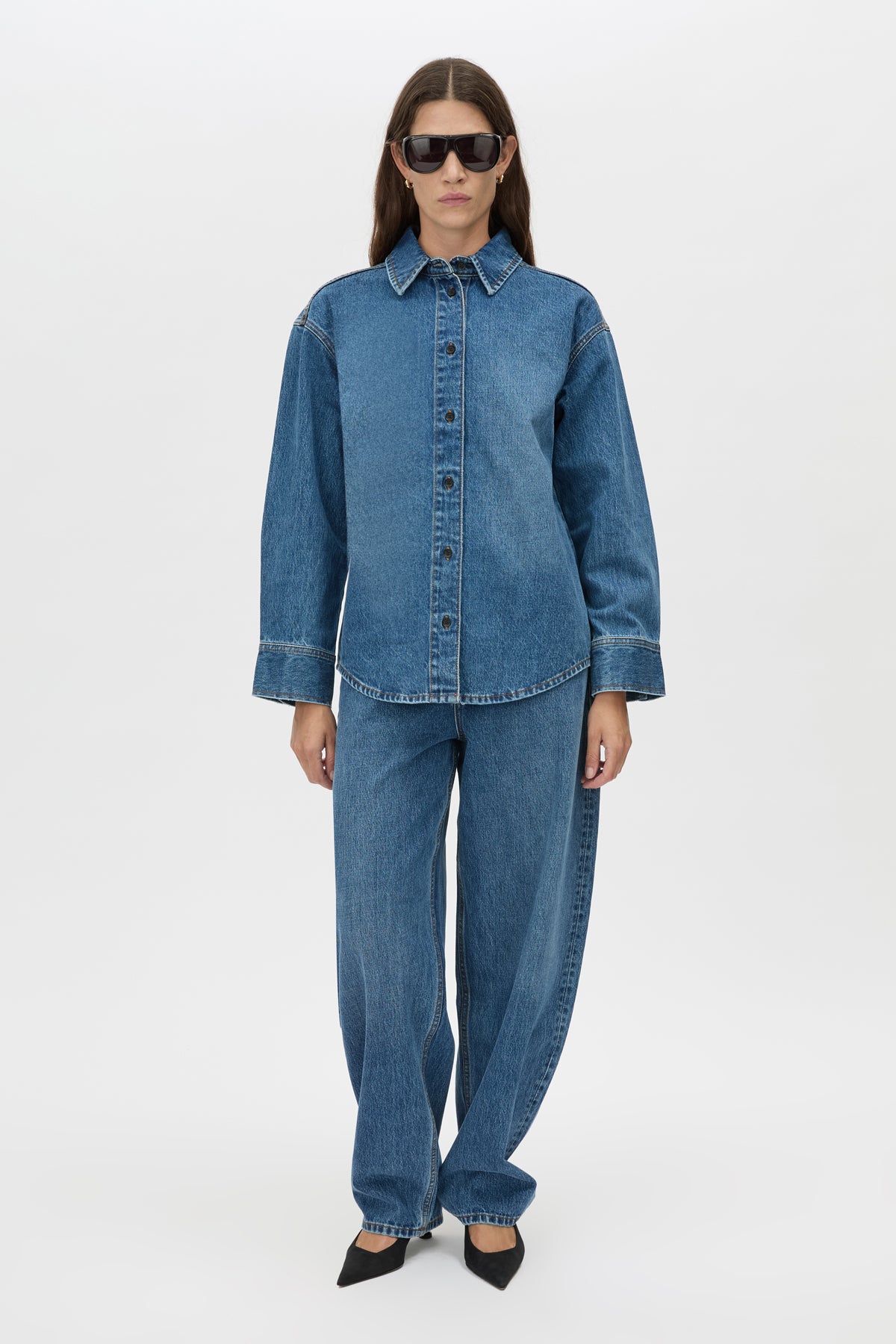 Carlo Denim Shirt - CAMILLA AND MARC Carlo oversized long sleeve classic blue denim shirt