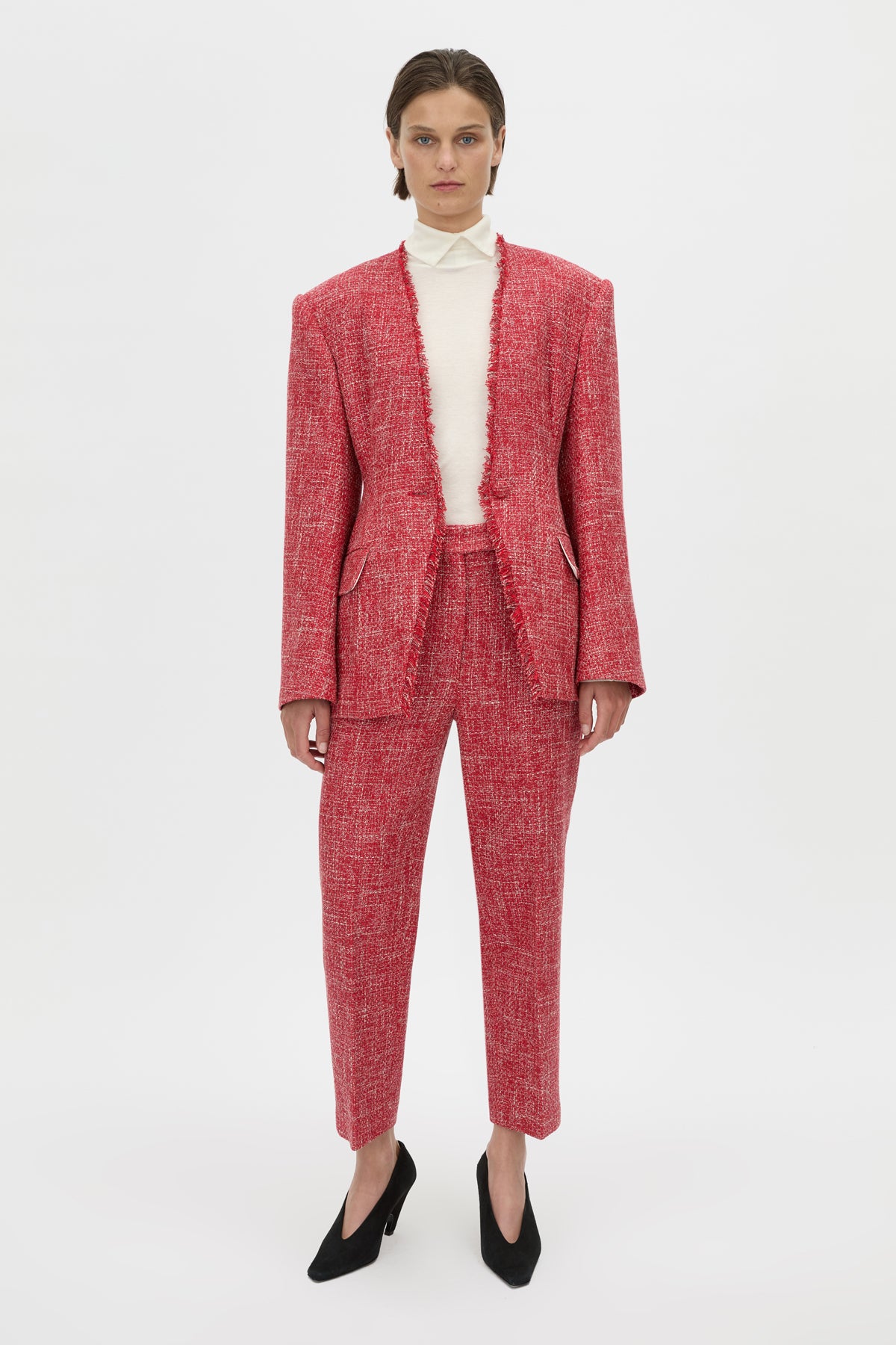 Carmine Fitted Collarless Blazer