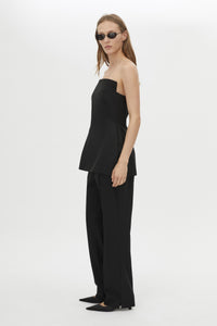 Side view CAMILLA AND MARC Cassie Bodice Top in Black with a tailored strapless silhouette.