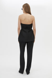 Back view CAMILLA AND MARC Cassie Bodice Top in Black with a tailored strapless silhouette.