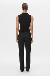 Back view CAMILLA AND MARC Chiaro Slim-Fit Pant in black with low‑waisted, tailored waistband.