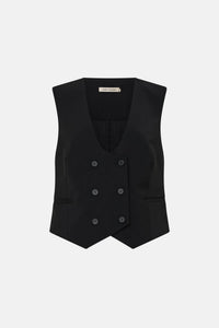 Ghost view CAMILLA AND MARC Chiaro Fitted Vest in black with double‑breasted closure.