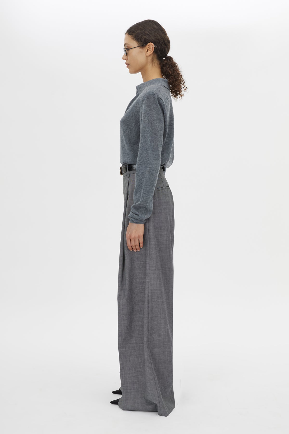 Chime Knit Long Sleeve Top - CAMILLA AND MARC Chime long-sleeve merino wool knit polo top in charcoal melange