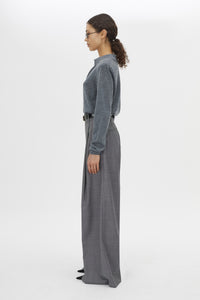 Chime Knit Long Sleeve Top - CAMILLA AND MARC Chime long-sleeve merino wool knit polo top in charcoal melange
