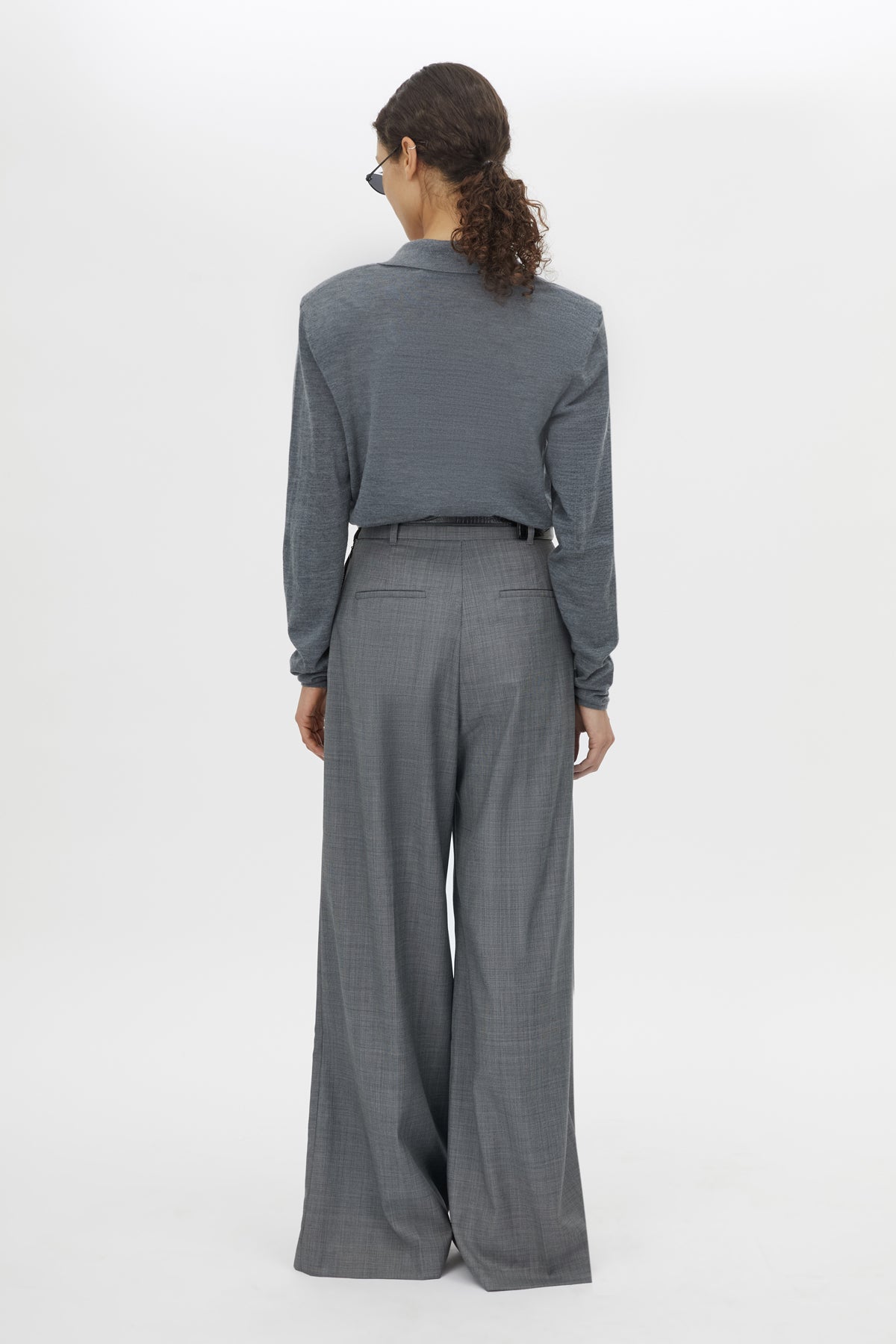 Chime Knit Long Sleeve Top - CAMILLA AND MARC Chime long-sleeve merino wool knit polo top in charcoal melange