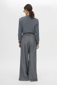 Chime Knit Long Sleeve Top - CAMILLA AND MARC Chime long-sleeve merino wool knit polo top in charcoal melange