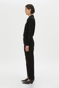 Chime Knit Long Sleeve Top - CAMILLA AND MARC Chime long-sleeve merino wool knit polo top in black