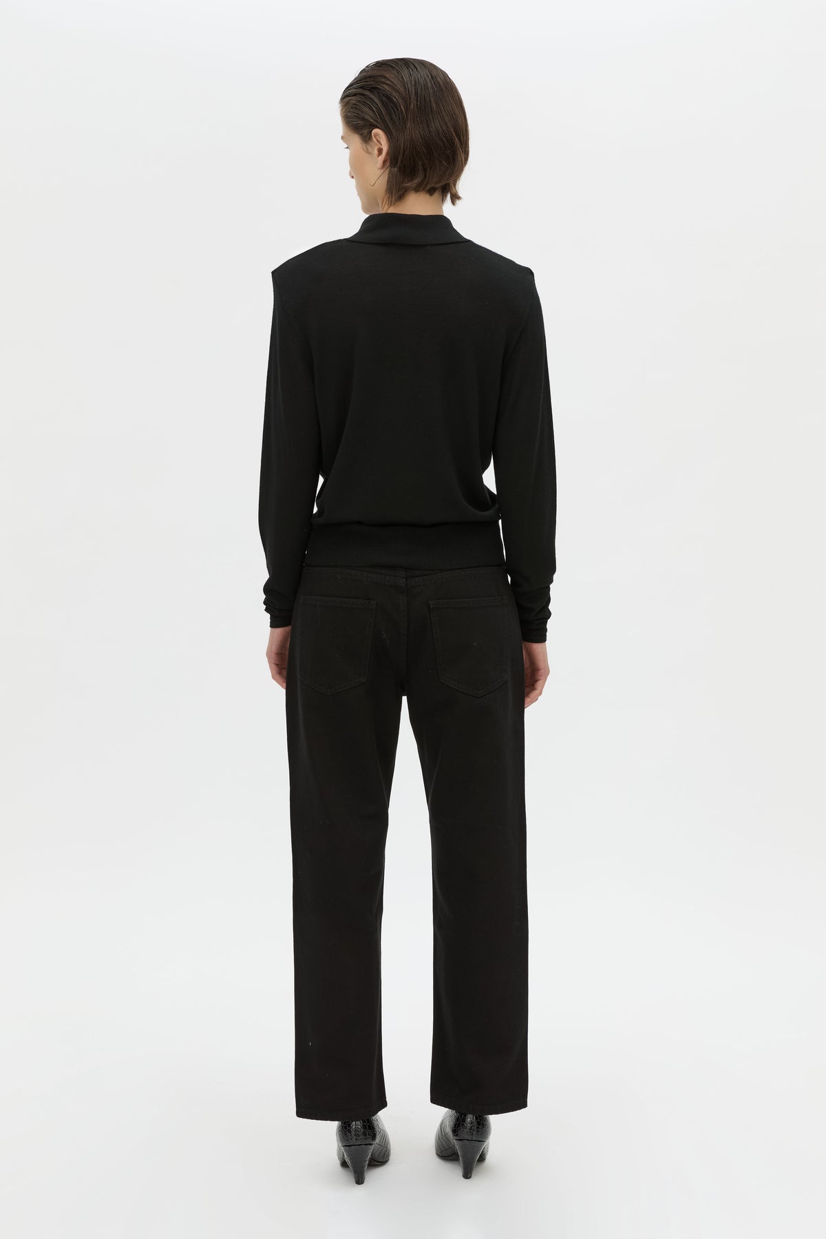 Chime Knit Long Sleeve Top - CAMILLA AND MARC Chime long-sleeve merino wool knit polo top in black