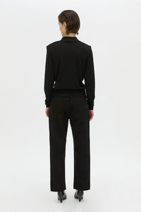 Chime Knit Long Sleeve Top - CAMILLA AND MARC Chime long-sleeve merino wool knit polo top in black