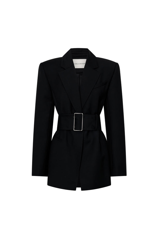 Cincture Wool Blazer in Black CAMILLA AND MARC® C&M
