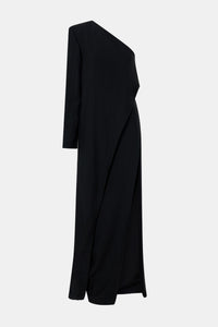 Ghost front view CAMILLA AND MARC Ciran Asymmetric Maxi Dress in Black.