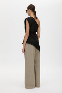 Back view CAMILLA AND MARC Ciran Asymmetric Top in Black crafted from 100% Australian wool.