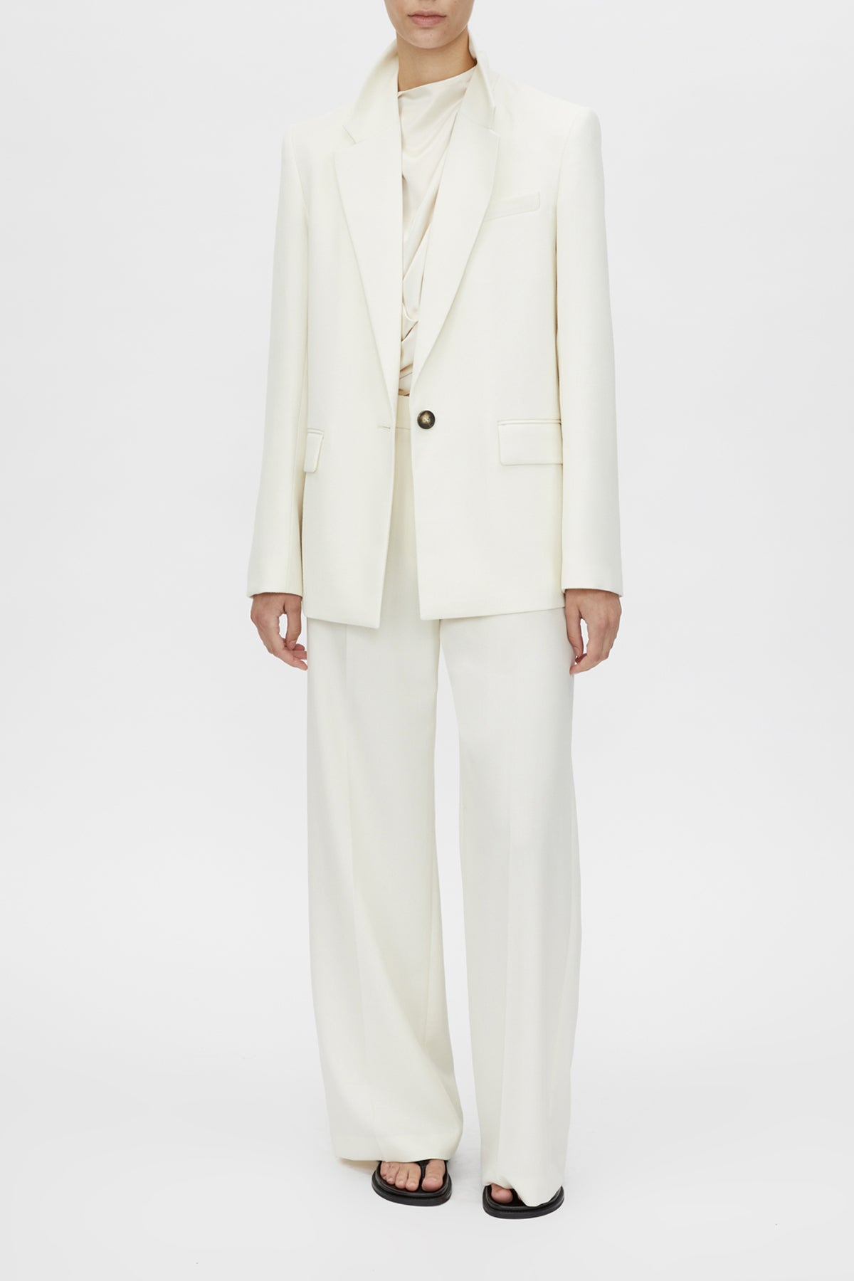 Cobble Blazer - CAMILLA AND MARC Cobble single-breasted cream blazer with a relaxed fit