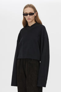Cosmo Textured Sweater - CAMILLA AND MARC Cosmo V neck long-sleeve textured sweater in black