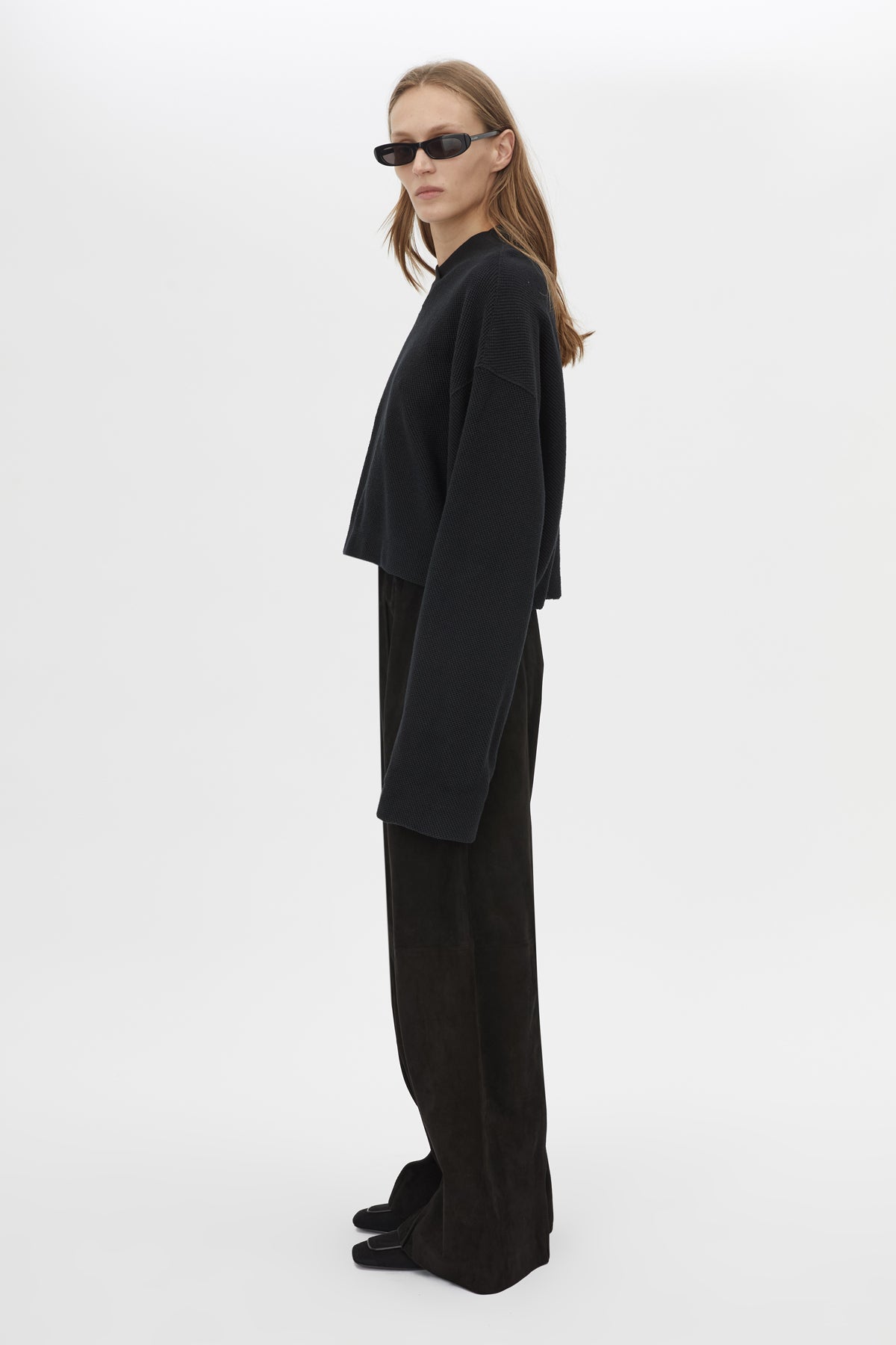 Cosmo Textured Sweater - CAMILLA AND MARC Cosmo V neck long-sleeve textured sweater in black