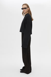Cosmo Textured Sweater - CAMILLA AND MARC Cosmo V neck long-sleeve textured sweater in black