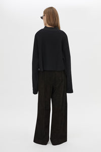 Cosmo Textured Sweater - CAMILLA AND MARC Cosmo V neck long-sleeve textured sweater in black