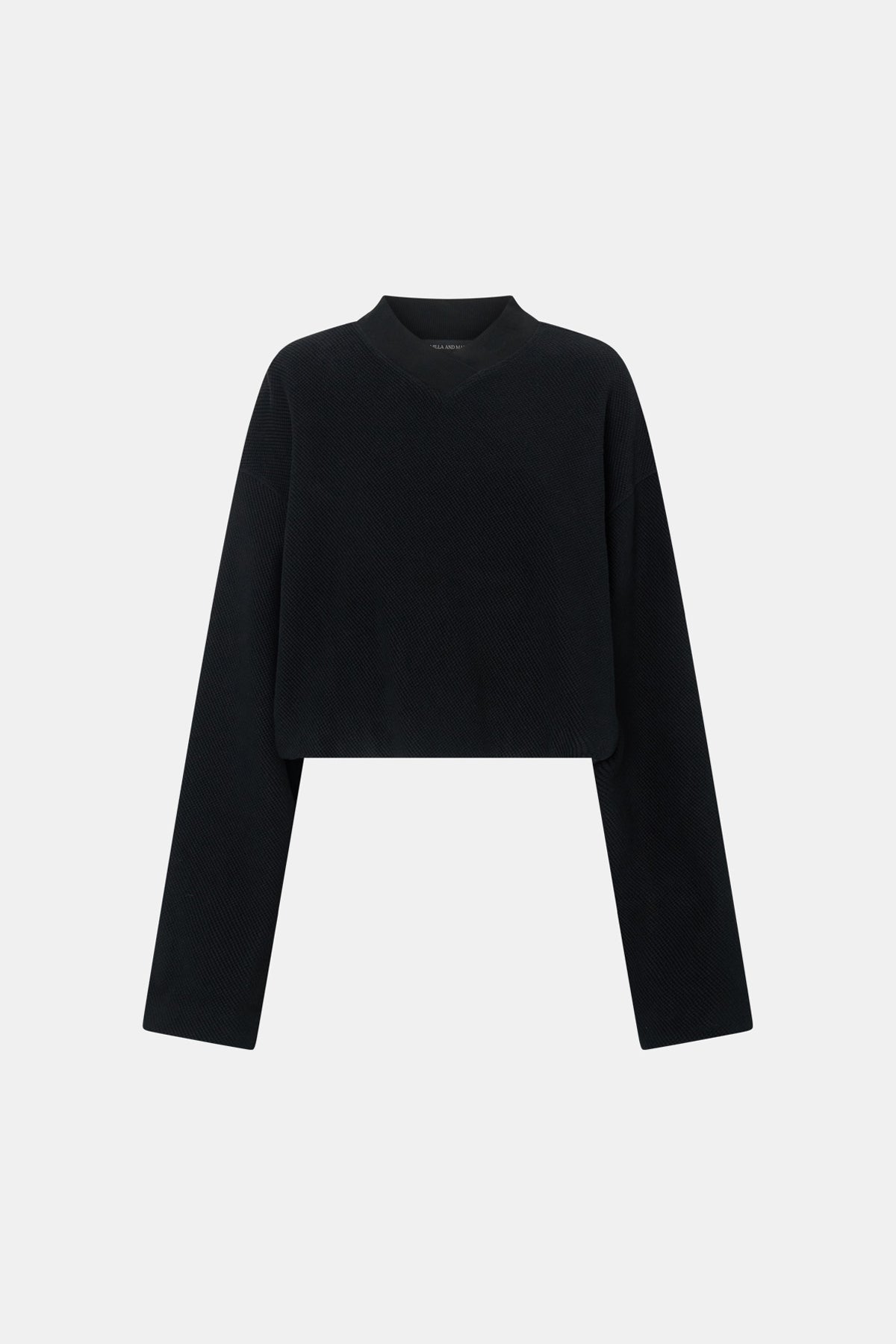 Cosmo Textured Sweater - CAMILLA AND MARC Cosmo V neck long-sleeve textured sweater in black