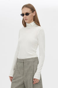 Barre High Neck Top - CAMILLA AND MARC Barre turtleneck long sleeve top in soft white