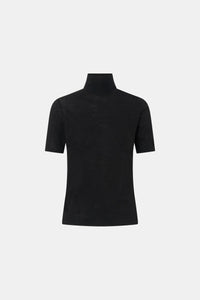 Dakota Elbow Sleeve Top - CAMILLA AND MARC Dakota slim fit black top with ribbed turtle neck