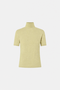 Ghost view CAMILLA AND MARC Dakota slim fit lemongrass top with ribbed turtle neck.