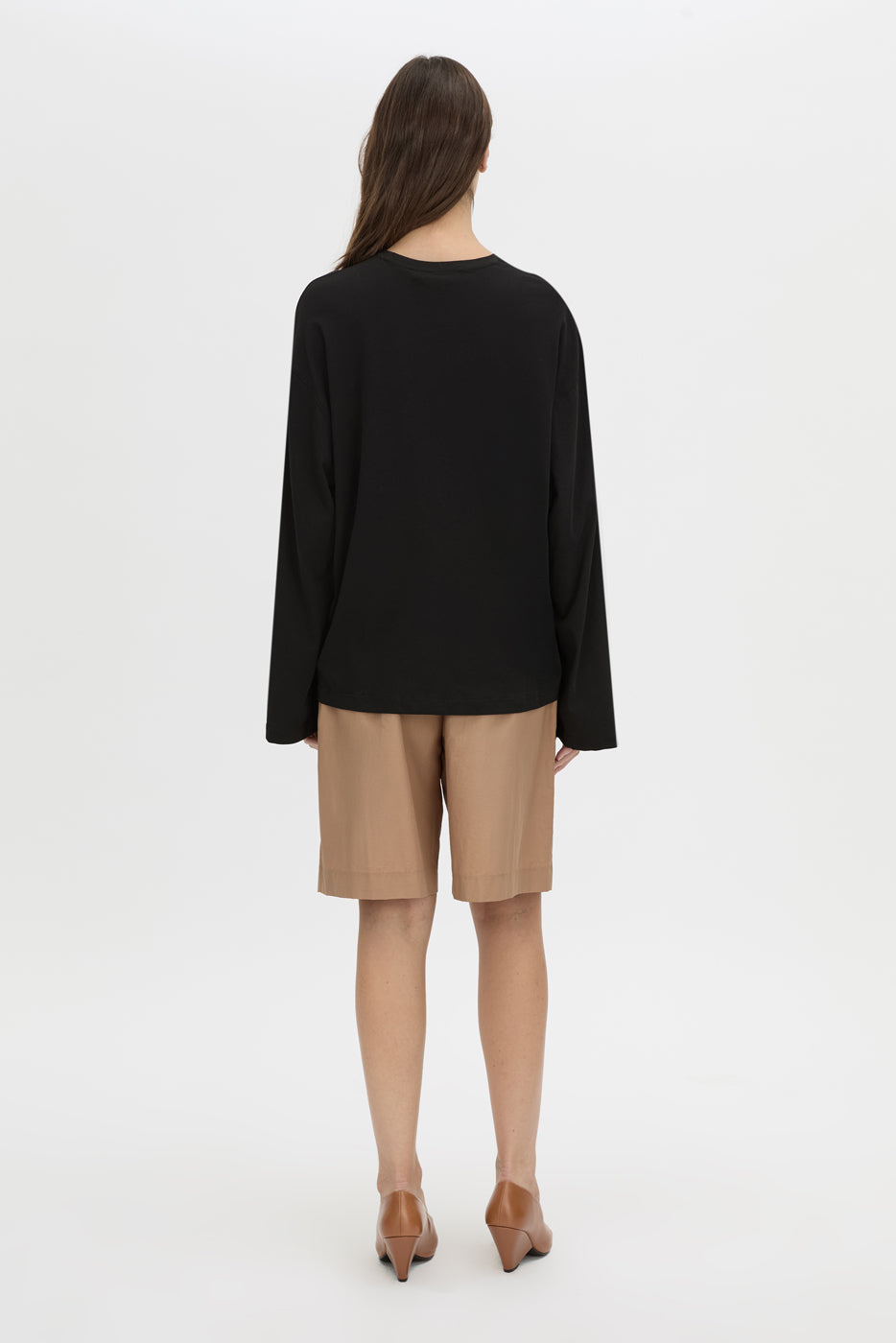 Back view CAMILLA AND MARC Dakota long sleeve top in black.