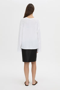 Back view CAMILLA AND MARC Dakota long sleeve top in soft white.
