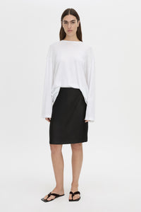 Front view CAMILLA AND MARC Dakota long sleeve top in soft white.