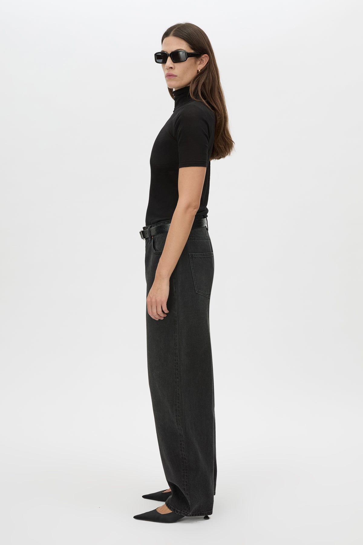 Dakota Elbow Sleeve Top - CAMILLA AND MARC Dakota slim fit black top with ribbed turtle neck