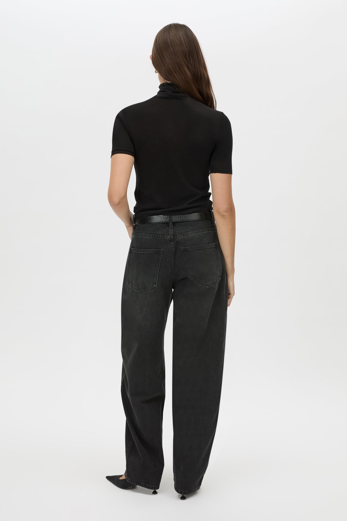 Dakota Elbow Sleeve Top - CAMILLA AND MARC Dakota slim fit black top with ribbed turtle neck