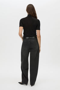 Dakota Elbow Sleeve Top - CAMILLA AND MARC Dakota slim fit black top with ribbed turtle neck