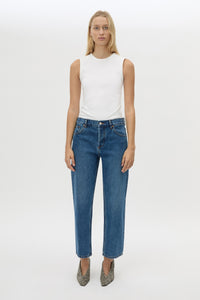 Front view CAMILLA AND MARC Daria Denim Jean in Dark Classic Blue with a straight‑leg fit and classic pocket detailing.