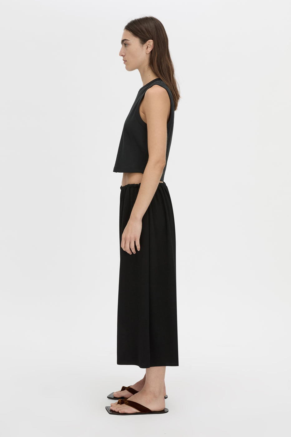 Side view CAMILLA AND MARC Darien culotte in black.