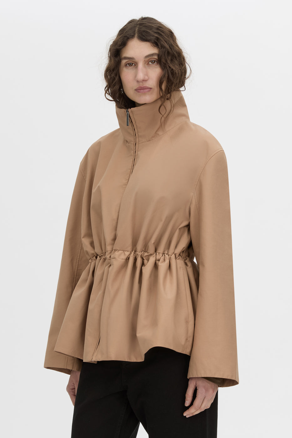 crop view CAMILLA AND MARC Devon soft gathered anorak in rosewood.