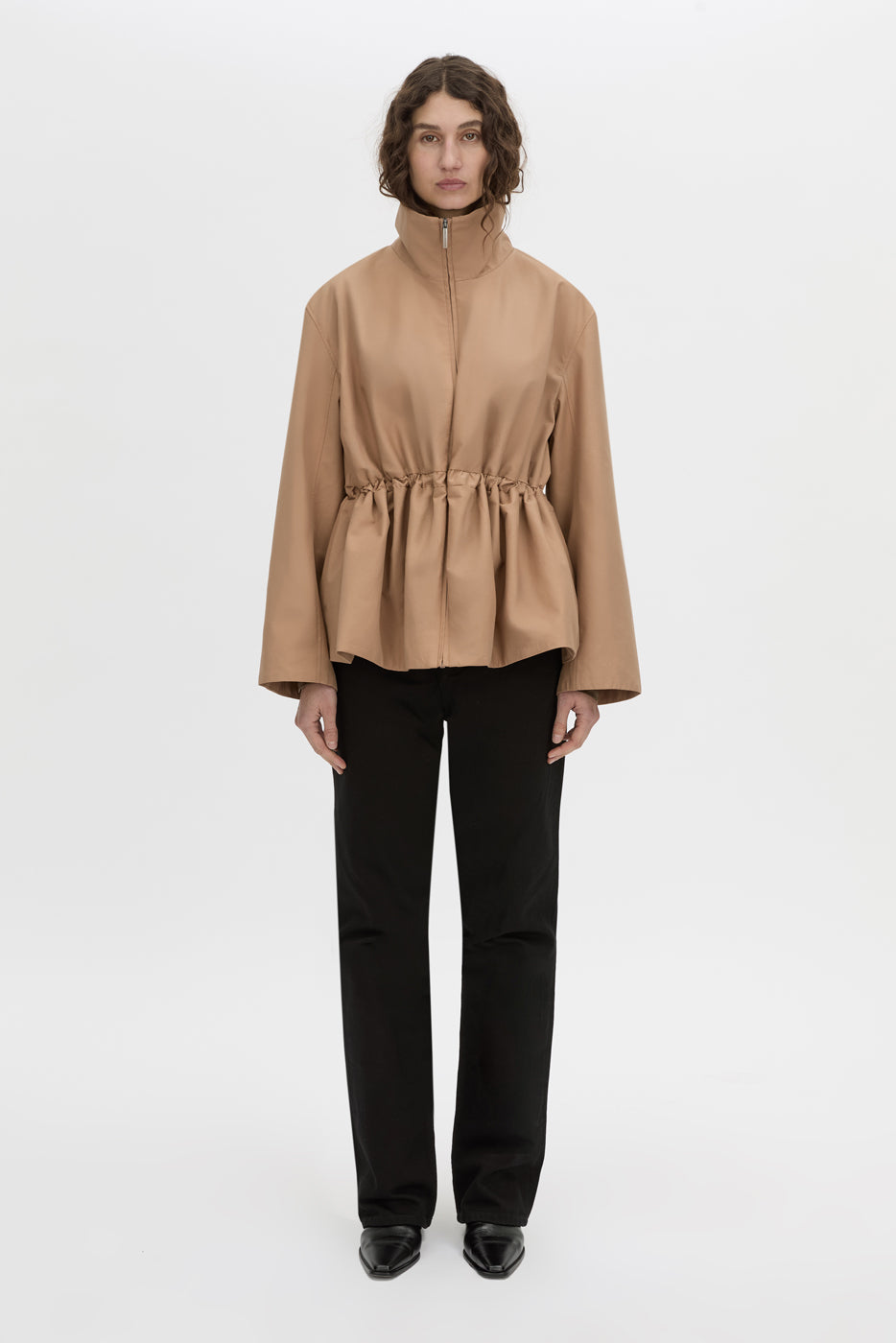 Front view CAMILLA AND MARC Devon soft gathered anorak in rosewood.