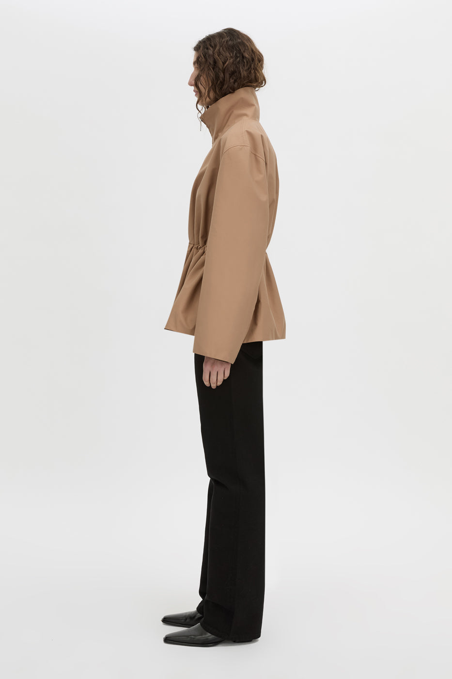 Side view CAMILLA AND MARC Devon soft gathered anorak in rosewood.