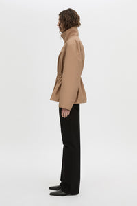 Side view CAMILLA AND MARC Devon soft gathered anorak in rosewood.