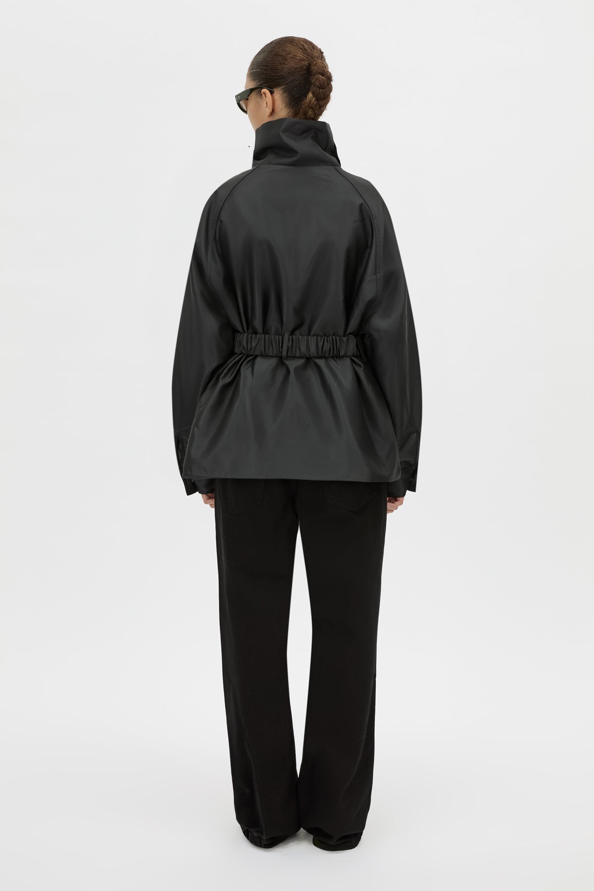 Back View - CAMILLA AND MARC Drea funnel neck puffer jacket in black. 