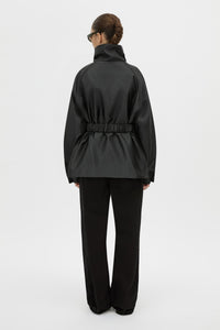 Back View - CAMILLA AND MARC Drea funnel neck puffer jacket in black. 