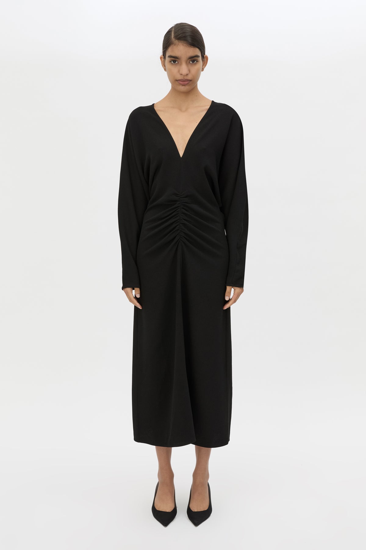midi satin slit dress Black SATIN MIDI SLIP DRESS M