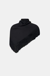 Ghost view CAMILLA AND MARC Dune Scarf Top in Cream with fringe hem, and corner loops for versatile wear.