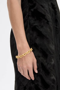 Cropped view CAMILLA AND MARC Eagan Bracelet in gold with handcrafted ruched chain links in solid brass.
