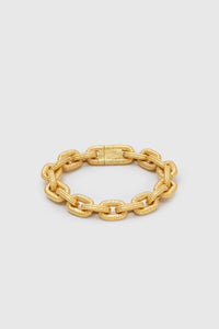 Ghost view CAMILLA AND MARC Eagan Bracelet in gold with handcrafted ruched chain links in solid brass.