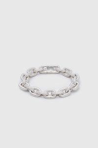 Ghost view CAMILLA AND MARC Eagan Bracelet in silver with handcrafted ruched chain links in solid brass.