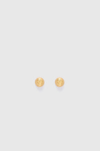 Ghost view CAMILLA AND MARC Eagan Studs in gold with petite semi‑sphere design and ruched texture.